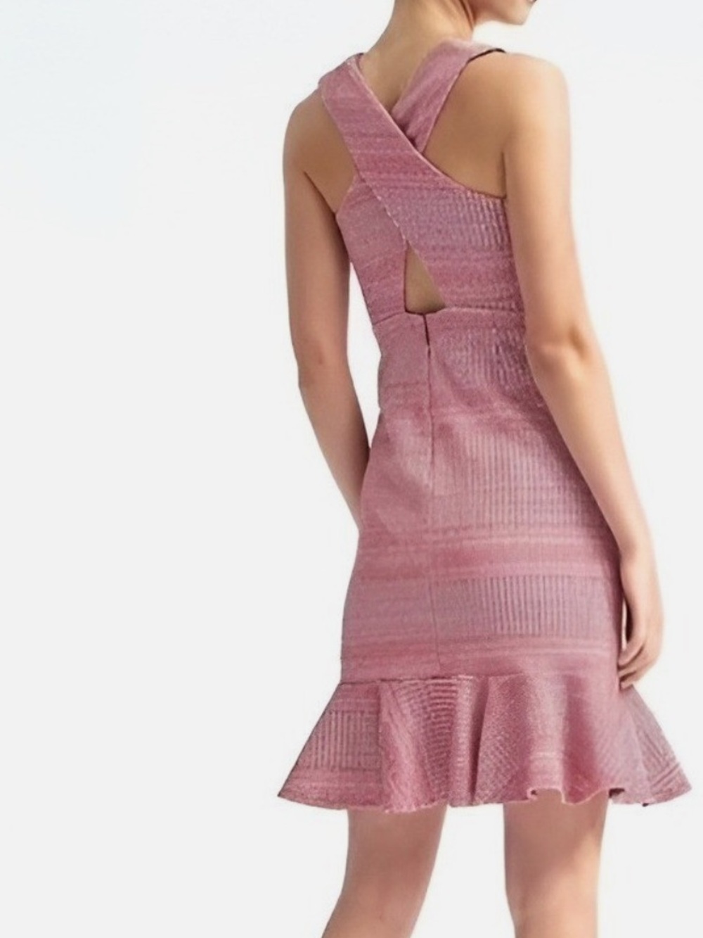 Banana Republic Red/Pink Crisscrossed Back Sleeveless Ruffle Dress - Size 2